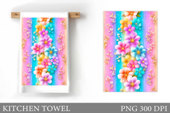 Flowers Kitchen Towel. Floral Kitchen Towel Sublimation Product Image 1