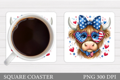 Patriotic Cow Coaster Design. Patriotic Coaster Sublimation Product Image 1