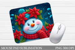 Snowman Mouse Pad Sublimation. Christmas Mouse Pad Product Image 1