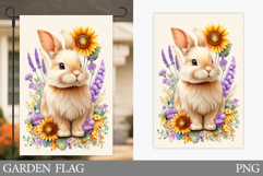Cute Bunny Garden Flag. Summer Garden Flag Sublimation Product Image 1