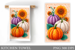 Fall Pumpkin Kitchen Towel. Fall Kitchen Towel Sublimation Product Image 1