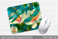 Dragonfly Mouse Pad. Flowers Mouse Pad Design Product Image 1