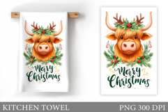 Christmas Cow Kitchen Towel Design. Christmas Kitchen Towel Product Image 1