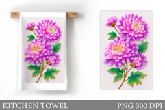 Floral Kitchen Towel Design. Flowers Kitchen Towel Product Image 1