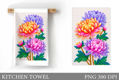 Flowers Kitchen Towel. Floral Kitchen Towel Sublimation Product Image 1