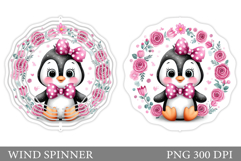 Cute Penguin Wind Spinner Design. Cute Penguin Sublimation Product Image 1