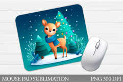 Cute Deer Mouse Pad Sublimation. Christmas Mouse Pad Design Product Image 1