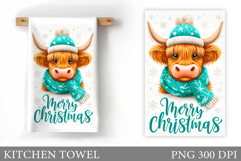 Christmas Cow Kitchen Towel. Christmas Kitchen Towel Design Product Image 1