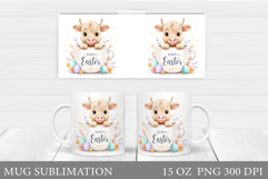 Easter Cow Mug Sublimation. Easter Mug Design Product Image 1
