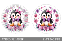 Cute Penguin Wind Spinner Design. Cute Penguin Sublimation Product Image 1