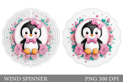 Cute Penguin Wind Spinner Design. Cute Penguin Sublimation Product Image 1