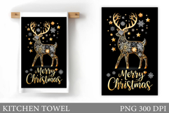 Reindeer Kitchen Towel. Christmas Kitchen Towel Design Product Image 1