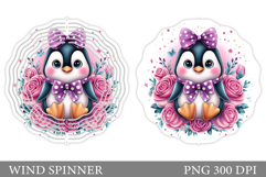 Cute Penguin Wind Spinner Design. Cute Penguin Sublimation Product Image 1