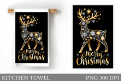 Reindeer Kitchen Towel. Christmas Kitchen Towel Design Product Image 1