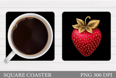 Strawberry Coaster Sublimation. Berries Coaster Design Product Image 1
