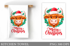 Christmas Cow Kitchen Towel Design. Christmas Kitchen Towel Product Image 1
