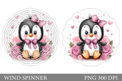 Cute Penguin Wind Spinner Design. Cute Penguin Sublimation Product Image 1