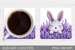 Cute Bunny Coaster Design. Cute Bunny Sublimation Product Image 1