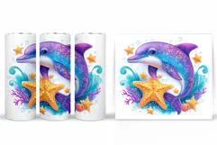 Dolphins Tumbler Design. Dolphin Tumbler Sublimation Product Image 2