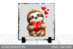Valentines Sloth Sublimation. Valentines Slate Design Product Image 1
