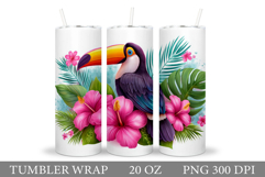 Toucan Tumbler Sublimation. Toucan Flowers Tumbler Design Product Image 1