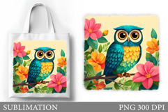 Owl Tote Bag Sublimation. Owl Flowers Sublimation Product Image 1