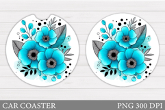 Flowers Car Coaster Design. Flowers Coaster Sublimation Product Image 1