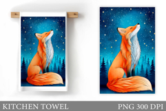 Winter Fox Kitchen Towel. Christmas Kitchen Towel Design Product Image 1