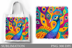 Peacock Tote Bag Sublimation. Peacock Sublimation Product Image 1