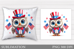 Patriotic Owl Pillow Design. Patriotic Pillow Sublimation Product Image 1