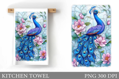 Peacock Kitchen Towel Design. Peacock Sublimation Product Image 1