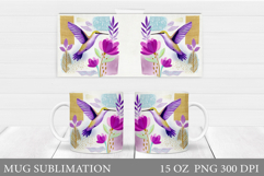 Hummingbird Mug Design. Flowers Mug Sublimation Product Image 1
