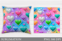 Colorful Hearts Pillow Design. Valentines Pillow Sublimation Product Image 1