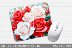 Roses Mouse Pad Design. Flowers Mouse Pad Sublimation Product Image 1