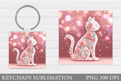 Cute Cat Keychain Design. Cute Cat Sublimation Product Image 1