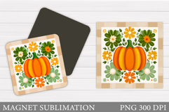 Pumpkin Magnet Design. Flowers Pumpkin Sublimation Product Image 1