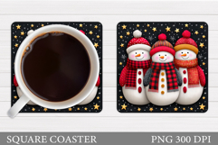 Cute Snowman Coaster. Christmas Coaster Sublimation Product Image 1