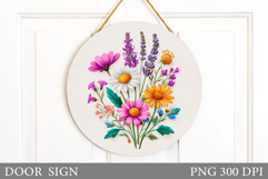 Wildflowers Door Sign Sublimation. Flowers Door Sign Design Product Image 1