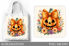 Halloween Pumpkin Sublimation. Halloween Tote Bag Design Product Image 1