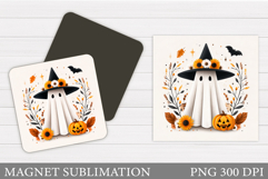 Cute Ghost Magnet Design. Cute Ghost Sublimation Product Image 1