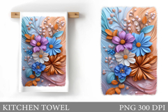 Floral Kitchen Towel Design. Flowers Kitchen Towel Product Image 1