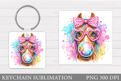 Cute Horse Keychain Design. Horse Sublimation Product Image 1