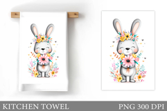 Cute Bunny Kitchen Towel Design. Cute Bunny Sublimation Product Image 1