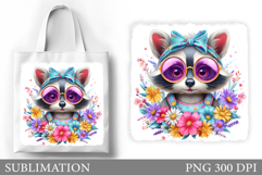 Cute Raccoon Tote Bag Sublimation. Raccoon Sublimation Product Image 1