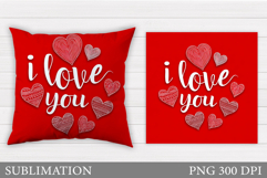 Valentines Day Pillow Design. Valentines Pillow Sublimation Product Image 1