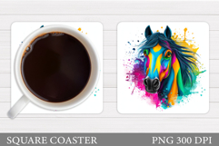Horse Coaster Design. Horse Square Coaster Sublimation Product Image 1