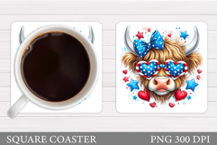 Patriotic Cow Coaster Design. Patriotic Cow Sublimation Product Image 1