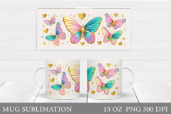 Butterflies Mug Sublimation. Butterfly Mug Design Product Image 1