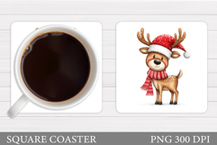 Christmas Deer Coaster Design. Christmas Coaster Sublimation Product Image 1