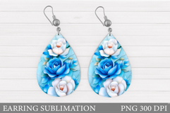 Flowers Teardrop Earring Design. Flowers Earring Sublimation Product Image 1